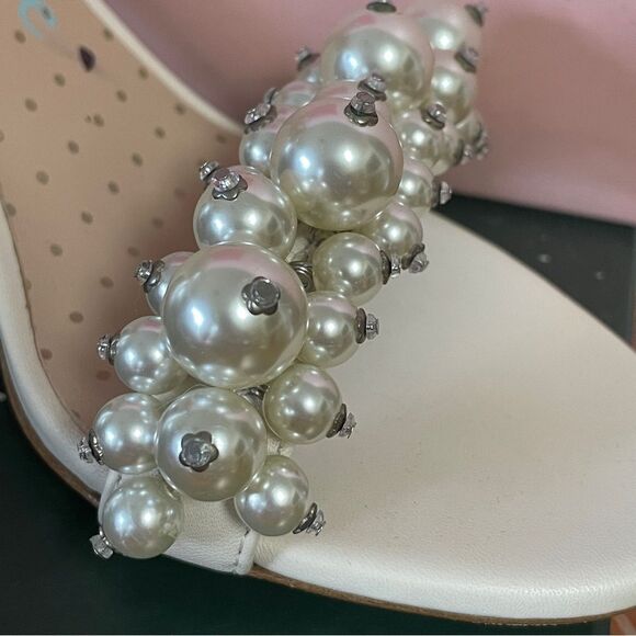 NIB Kate Spade Rosa Pearly Stud Ankle-strap Block Heels Ivory Parchment Size 6.5 - Picture 5 of 13